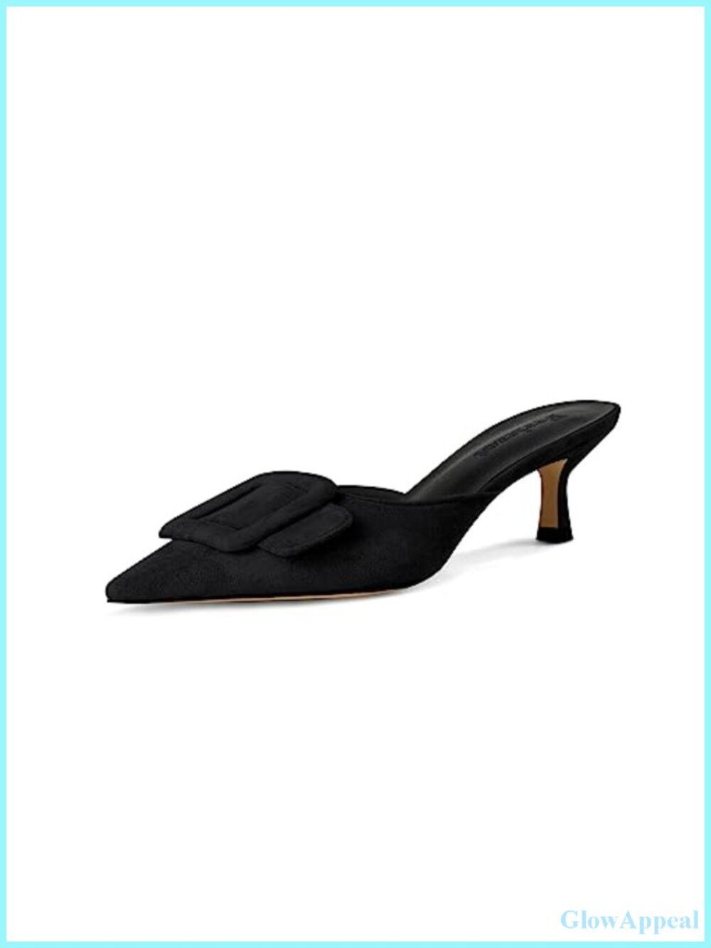 Women's Faux Suede Mule Slippers Slingback Buckle Kitten Heel Pointed Toe